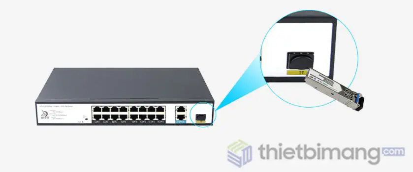 Switch PoE 16 Ports 10/100Mbps 2 Gigabit RJ45, 1 SFP - Switch PoE FMC-16PFE2GE1GF