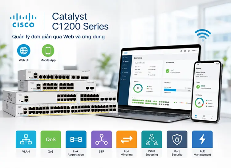 Switch Cisco Catalyst C1200 Series bước tiến mới cho doanh nghiệp SMB - Switch Cisco Catalyst C1200 Series chính hãng