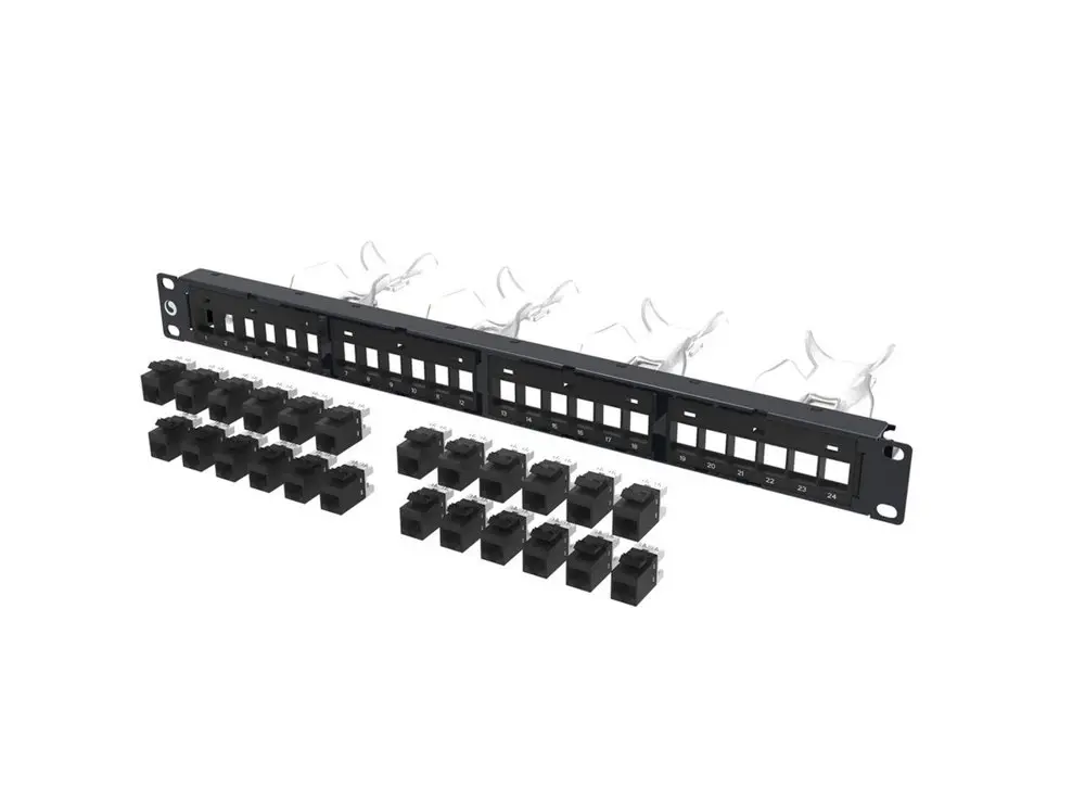 Mặt sau patch panel Cat6 CommScope với khối IDC nhấn cáp theo T568B