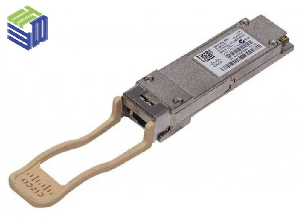 Module quang Cisco QSFP-40G-ER4 chính hãng với nhãn mã sản phẩm và serial