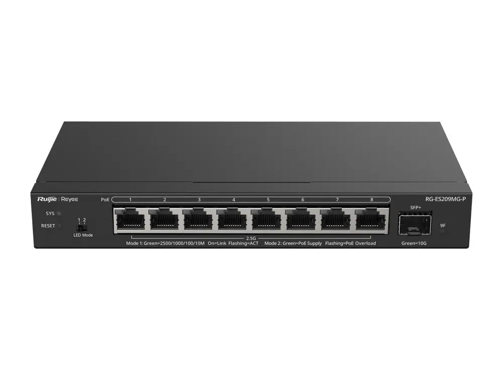 Switch Ruijie RG-ES209MG-P 8 cổng 2,5G PoE và 1 cổng SFP+ 10G quản lý trên Cloud