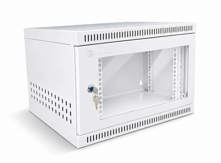 Tủ rack 6U sâu 400 cửa Mika màu trắng
