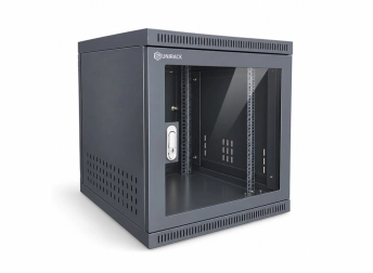 Tủ rack 10U sâu D500 cửa mika màu đen