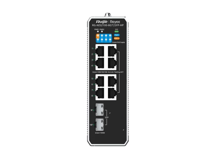 Mặt trước RG-NIS2100-8GT2SFP-HP nhìn thẳng, ảnh Ruijie