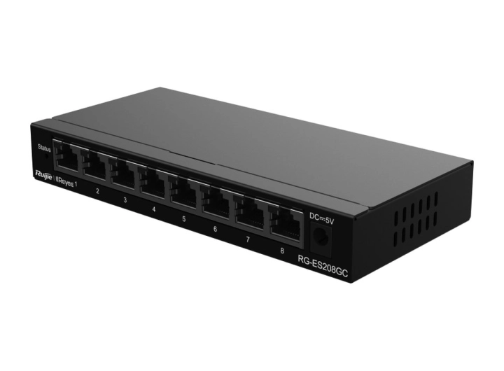 RG-ES208GC nhìn chéo từ bên phải, ảnh hãng