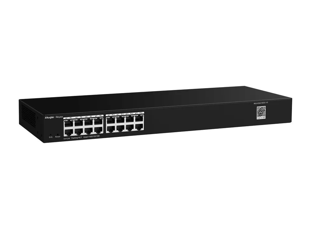 RG-ES216GC-V2 ảnh hãng nhìn chéo từ bên phải