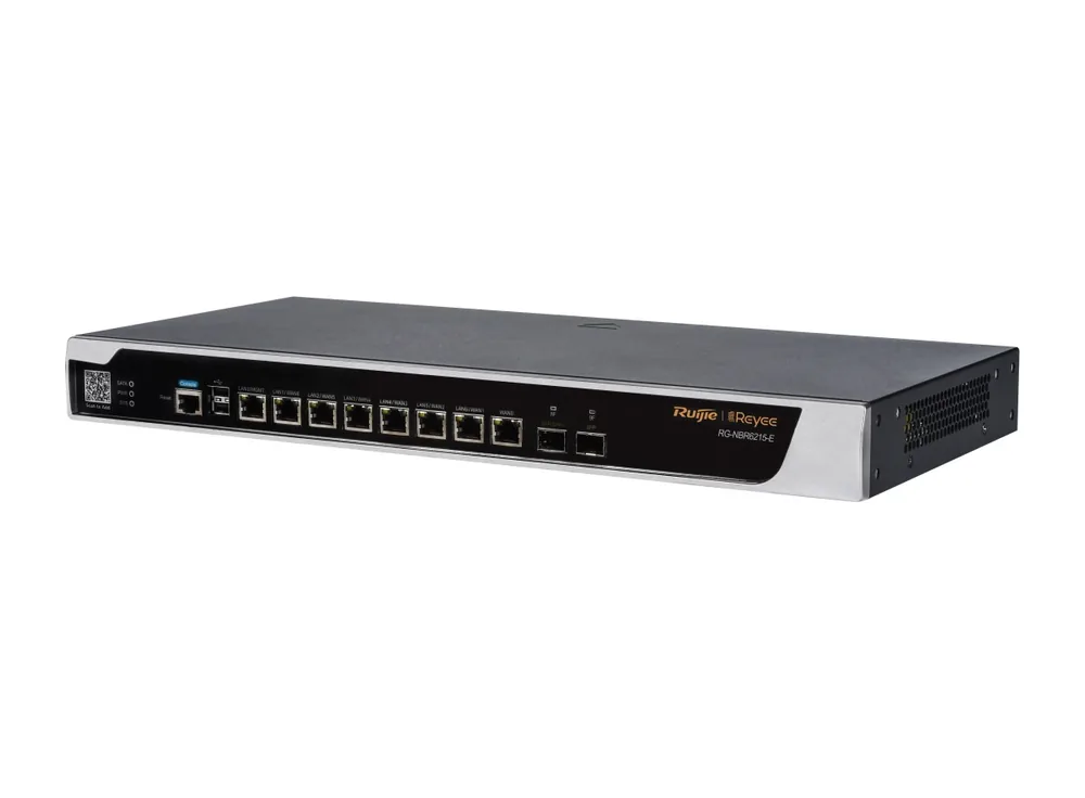 Router Ruijie RG-NBR6215-E nhìn chéo từ phía phải, ảnh hãng