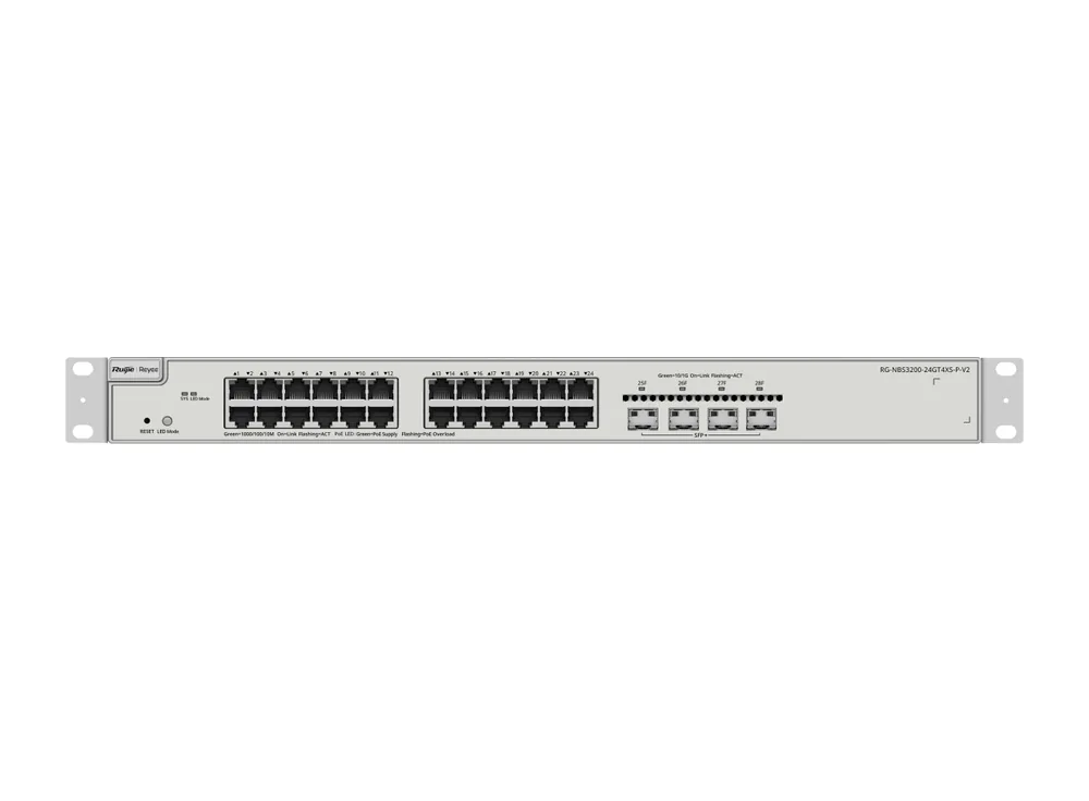 Switch PoE Ruijie RG-NBS3200-24GT4XS-P-V2, ảnh mặt trước của hãng