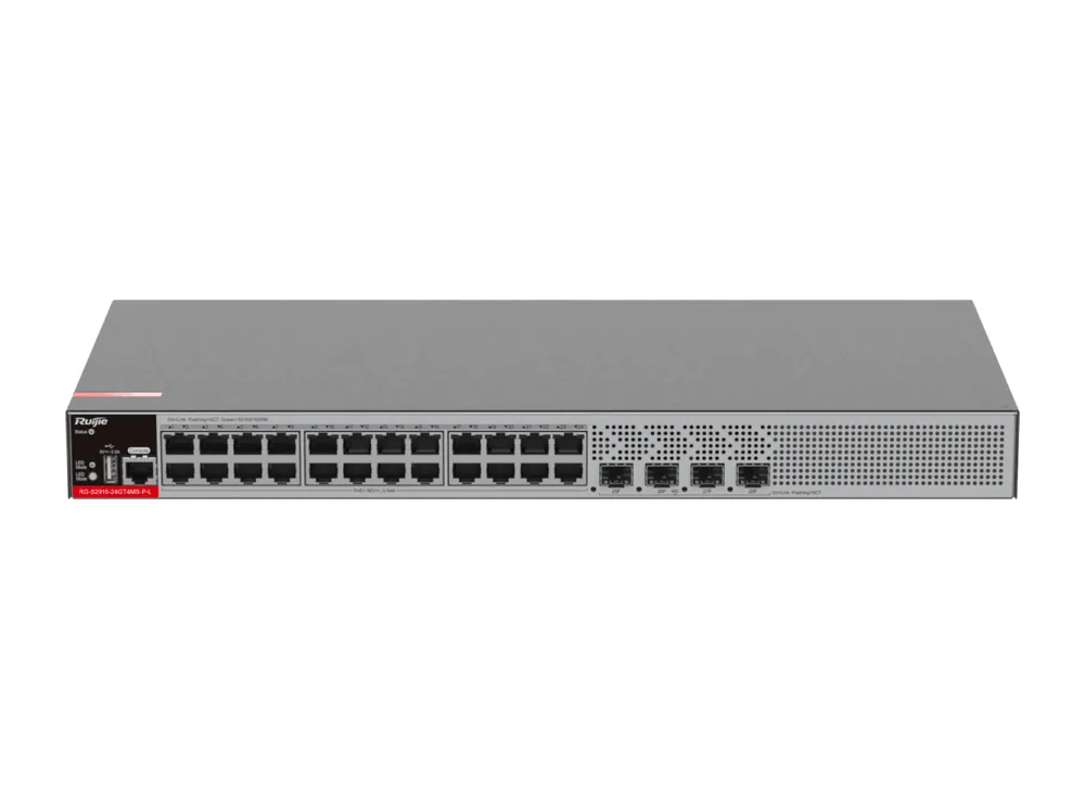 Switch PoE+ RG-S2915-24GT4MS-P-L của Ruijie, góc trước
