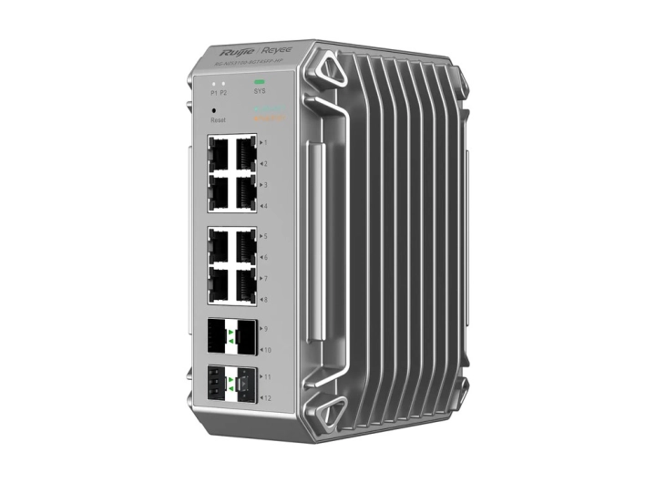 Ảnh hãng: switch 12 cổng RG-NIS3100-8GT4SFP-HP nhìn nghiêng phía trước