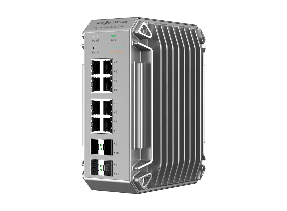 Ảnh hãng: switch 12 cổng RG-NIS3100-8GT4SFP-HP nhìn nghiêng phía trước