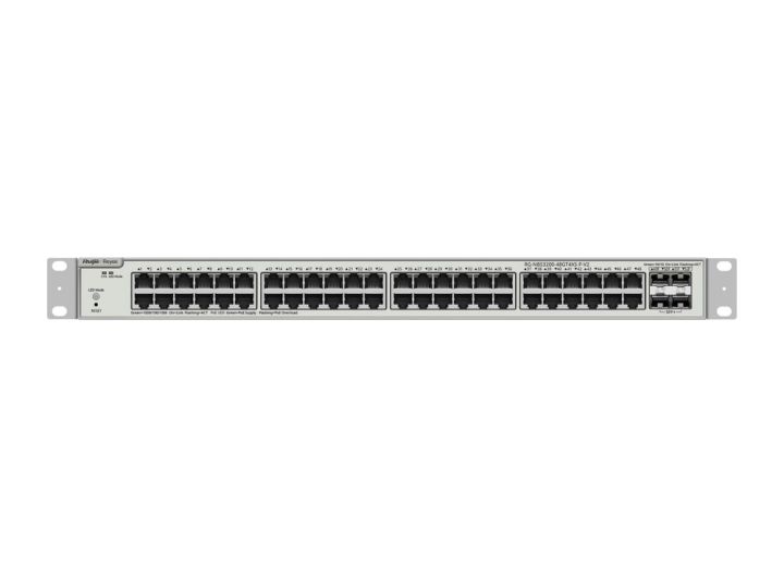 RG-NBS3200-48GT4XS-P-V2 ảnh mặt trước: 48 cổng PoE/PoE+, 4 khe SFP+ 10G