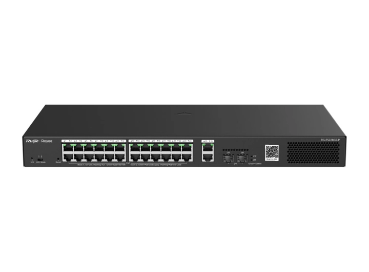 Mặt trước RG-ES228GS-P góc cao, ảnh hãng Ruijie