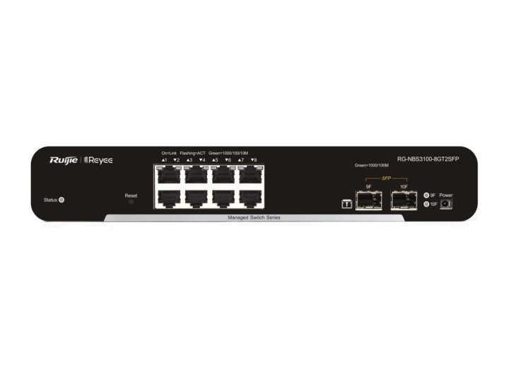 Mặt trước RG-NBS3100-8GT2SFP nhìn thẳng, ảnh của Ruijie