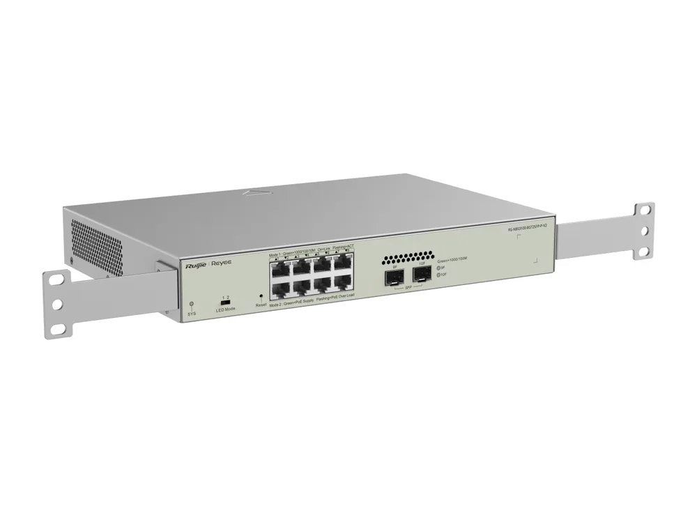Switch PoE Ruijie RG-NBS3100-8GT2SFP-P-V2 nhìn chéo, ảnh hãng