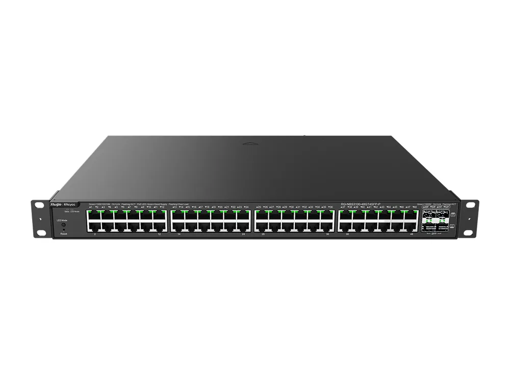 Switch PoE Ruijie RG-NBS3100-48GT4SFP-P 48 cổng, ảnh hãng mặt trước góc cao