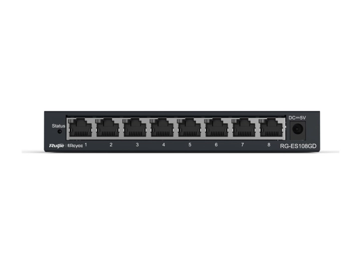 RG-ES108GD nhìn thẳng mặt trước, ảnh hãng