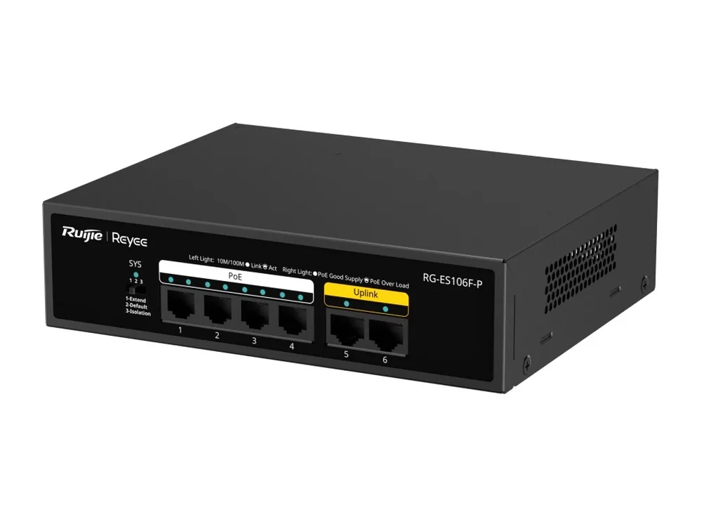 RG-ES106F-P ảnh hãng nhìn chéo từ bên phải