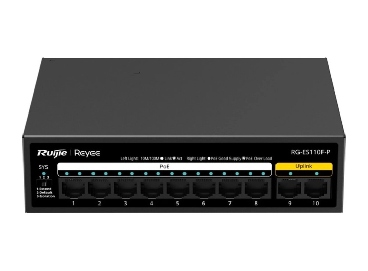 Mặt trước RG-ES110F-P nhìn thẳng, ảnh hãng Ruijie