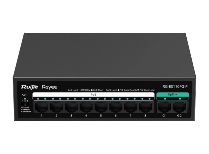 Mặt trước RG-ES110FG-P nhìn thẳng, ảnh hãng Ruijie