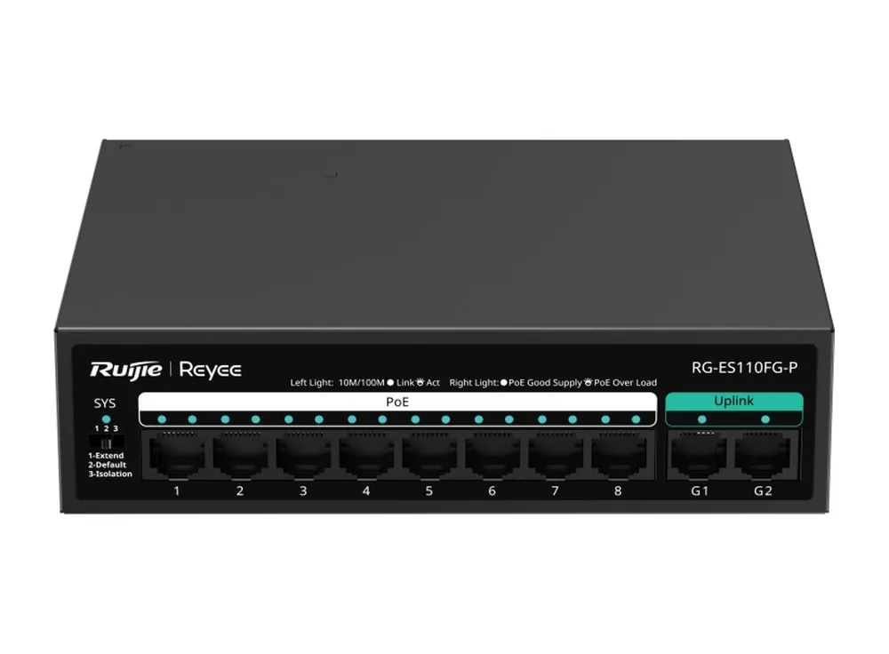 Mặt trước RG-ES110FG-P nhìn thẳng, ảnh hãng Ruijie