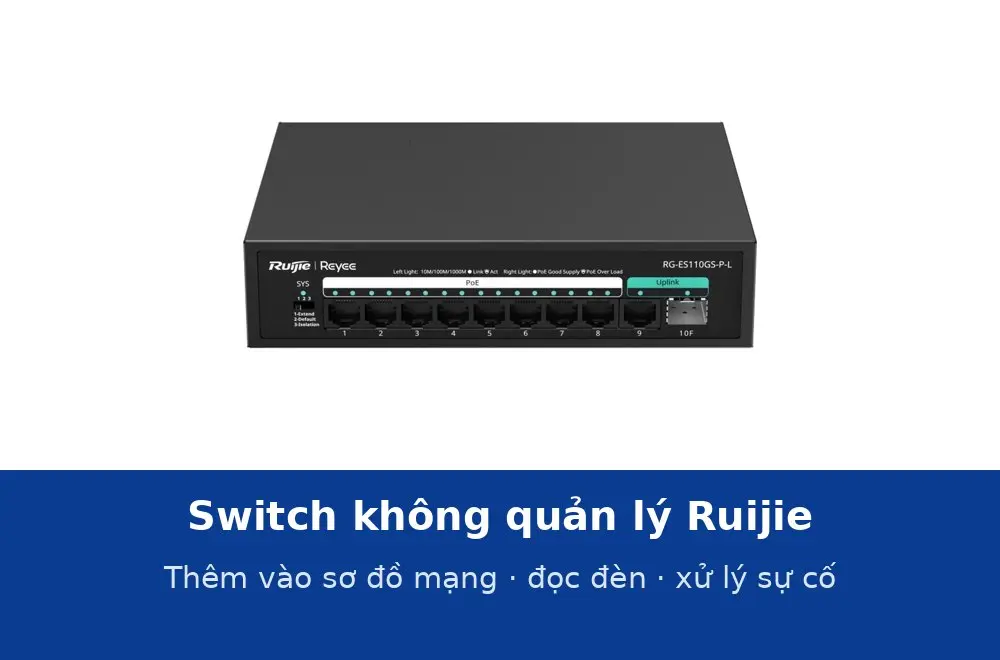 Thêm switch không quản lý Ruijie vào sơ đồ mạng trên app và xử lý sự cố thường gặp