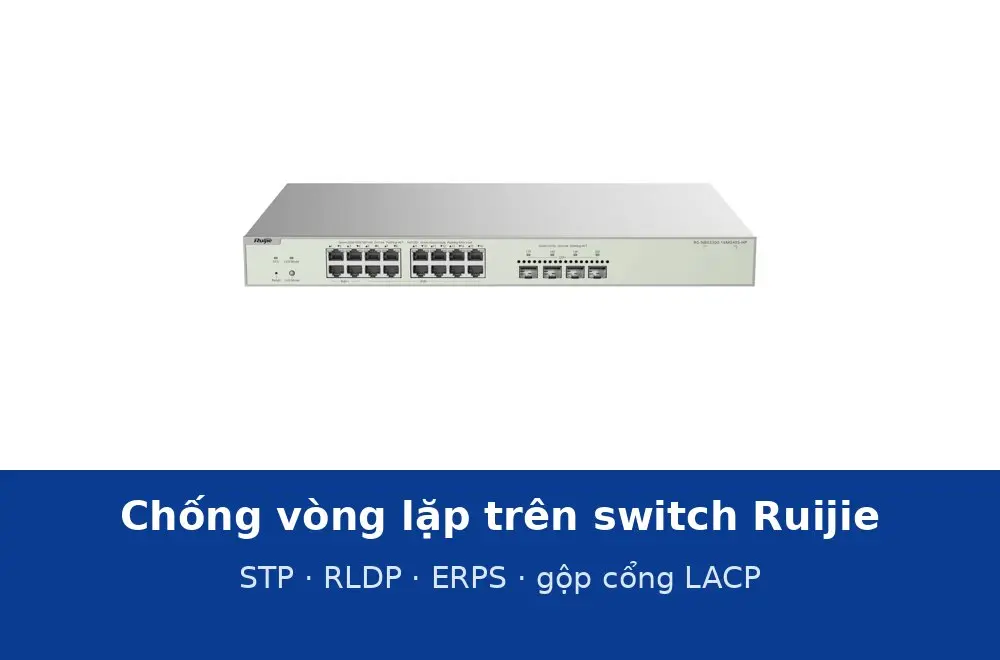Chống vòng lặp và dự phòng đường truyền trên switch Ruijie: STP, RLDP, ERPS, gộp cổng LACP